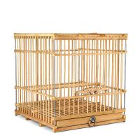 特价秀眼鸟笼方笼靛颏竹子方笼鸟笼玉鸟相思鸟方笼带配件竹制鸟笼 原色方笼空笼价格