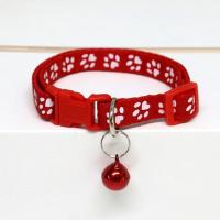 狗铃铛项圈宠物用品泰迪狗狗铃铛专用中小型犬项圈可爱猫咪项圈 红色/印花脚印 XS-超小型