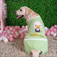 大狗狗衣服中型大型犬夏天四脚衣金毛萨摩耶拉布拉多秋装春季薄款 开扣款四脚大头鸭绿色条纹 3XL 胸围60背长45