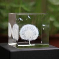 5厘米方体 3D内雕模型 创意生日礼物女生送男同学闺蜜 友情纪念品 方体+白纸盒(不刻字) 蒲公英3D内雕模型