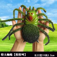 特大软胶叫声仿真昆虫动物模型蜻蜓蚂蚱金蝉蜜蜂瓢虫蜘蛛儿童玩具 特大蜘蛛[捏捏叫]