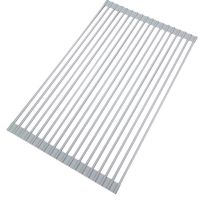 水槽置物架硅胶可卷折叠水池卷帘沥水架洗手盆滤水架 小号33*23cm