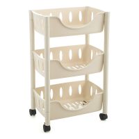 厨房置物架多层收纳架子蔬菜用品用具小百货筐卧室神器杂物收纳筐 米色可拆分3层