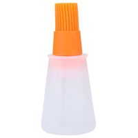 耐高温硅胶油刷带瓶厨房烙饼油刷子烧烤刷子不掉毛带盖油壶刷家用 橙色