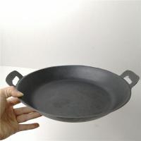 平底锅铸铁煎锅煎盘生铁板烤烙饼锅平锅铁锅老式加厚商用大煎锅电 30厘米生铁平锅
