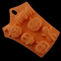 6连万圣节南瓜蝙蝠骷髅头幽灵 硅胶蛋糕蒸糕模具 可放蒸锅和烤箱 1个装 单款