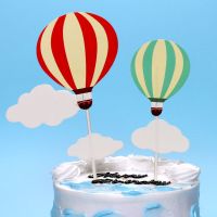 卡通热气球白云蛋糕插牌宝宝生日快乐蛋糕装饰派对布置插件装饰品 缤纷热气球插牌套装 5套装