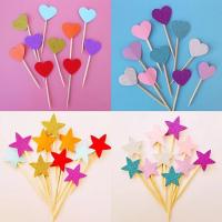 棒棒糖生日蛋糕插牌 爱心五角星皇冠彩虹插件烘培装饰品配件创意 小星星+小爱心 100支装