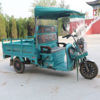 电动三轮车车棚篷车头棚篷驾驶室前雨棚棚车头雨棚遮阳篷车头前棚 绿--半封闭--不带架子 双柱加厚车头棚70cm