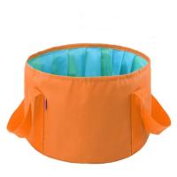 冲量款便携式可折叠水盆大号小号洗脸盆洗脚洗衣水桶加厚可装热水 15L橙色防水盆(送收纳袋)