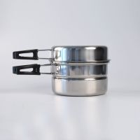 野餐餐具不锈钢套锅 户外2-3人套锅 便携野营炊具 户外野炊锅