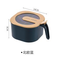 分格调味盒 北欧撞色调味盒套装 四格带勺一体调味盒多格调料盒 蓝色