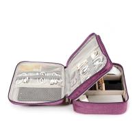 数据线数码收纳包充电器移动电源大容量旅行包电子产品配件整理袋 紫色 双层