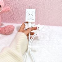 VIVO X60/50/Pro/S9/7e手机数据线保护套耳机充电器防折断缠绕绳 珠光线【数据线款】 天使-X熊