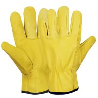 氩弧焊电焊焊工耐磨隔热焊接透气柔软灵活羊皮劳保手套全羊皮手套 黄色羊皮S码 (女士款) 一双装