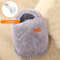 暖腿暖脚神器暖脚宝插电捂脚冬天必备取暖器电热垫过冬脚冷电暖鞋 【至尊款】毛绒灰色+5米延长线