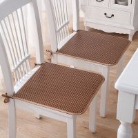 藤凉席冰丝坐垫夏季餐椅垫夏天办公室椅子汽车防滑透气藤编座垫 波浪纹深咖 40*40cm单个装