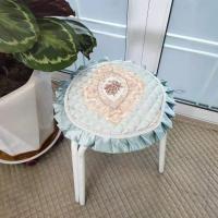 小圆凳垫子小椅子垫圆形坐垫凳子垫凳子套凳子罩小椅垫圆垫圆坐垫 皱边海螺兰 定做咨询客服