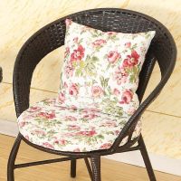 藤椅坐垫抱枕组合圆形棉 1麻加厚椅垫田园布艺靠枕坐垫可拆洗包 直径45厚3厘米 田园红花坐垫抱枕