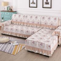 四季通用沙发垫坐垫布艺防滑简易欧式套罩全包万能组合贵妃沙发垫 青春佳人咖色 60*90CM扶手(一片装)
