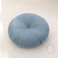 棉麻蒲团坐垫加厚大号布艺日式茶道阳台飘窗可拆洗榻榻米地板坐垫 天蓝色 直径40高约12厘米 不可拆洗