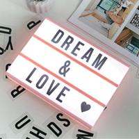 led字母拼图灯箱电池款组合浪漫小夜灯房间装饰灯浪漫 长方形-边框粉色-带字母