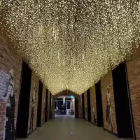 满天星冰条灯led彩灯闪灯串灯户外防水亮化工程圣诞节日装饰彩灯 暖色 宽4米X高0.3米-公母接插电款