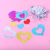 镭射爱心形五角星亮片气球雨丝吊坠生日婚礼婚庆71节装饰用品 【爱心款】混色50片+雨丝+胶点