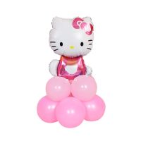 小猪佩奇宝宝周岁生日趴体场景布置派对儿童主题背景墙装饰品气球 KT猫立柱