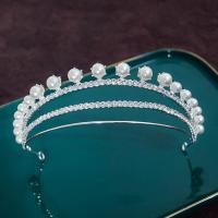 新款日韩婚礼旅拍晚宴礼服王冠头饰新娘结婚纱公主皇冠发饰配饰 银色珍珠款