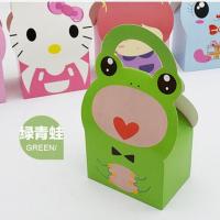 简约包装盒50个卡通动物造型牛轧糖盒手提包装盒 绿青蛙 50个