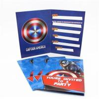 ]儿童生日派对用品邀请函 卡通创意请帖生日聚会 百日宴请柬邀 美国队长8个(含信封）