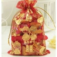 喜糖袋纱袋结婚庆用品喜糖盒子婚礼包装礼盒回礼装糖果的喜糖袋子 10*12cm约放15个德芙 10个糖袋