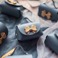 喜糖礼盒糖果袋皮质手提喜糖袋结婚礼袋欧式礼物袋伴手礼小号批发 雾霾蓝 大号12*7*8[10个装