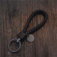 编织钥匙扣圈环链个性简约男士女款高档情侣潮汽车钥匙挂件bv奔驰 黑色钨钢皮绳(送小圈)