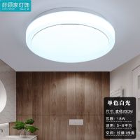 5D喷画吸顶灯led客厅卧室超亮节能圆形阳台灯简约餐厅书房过道灯 直径27CM银线白罩18W单白光
