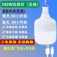 充电式LED灯泡夜市灯超亮停电应急家用可移动户外摆摊地摊无线灯 灯泡+USB充电线+挂钩 100W[待机900时]夜邻达