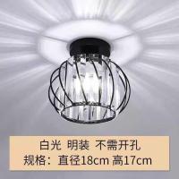 现代简约过道灯走廊灯创意LED射灯吸顶灯吊灯北欧入户玄关水晶灯 新款/1黑色-明装 白光