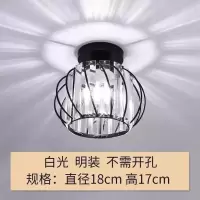 现代简约过道灯走廊灯创意LED射灯吸顶灯吊灯北欧入户玄关水晶灯 新款/1黑色-明装 白光