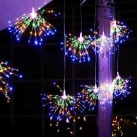 太阳能烟花灯户外防水庭院吊灯LED铜线灯过年装饰爆炸灯遥控闪灯 彩光 太阳能款:120灯吊灯 单朵-8模