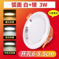 led筒灯嵌入式吊顶牛眼灯过道客厅走廊灯家用吸顶灯变色天花孔灯 亏售3w白+银三色变光