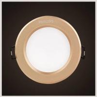 飞利浦照明led筒灯孔灯超薄简灯过道嵌入式三色变射灯金色黑色8cm 金色款-正白光 3W-开孔6-8cm