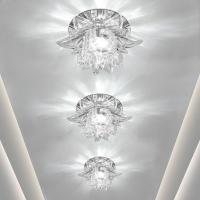 LED水晶过道灯走廊灯彩色玄关灯吸顶灯入户灯阳台灯现代简约灯具 3W 白光 暗装:需开孔5-10厘米