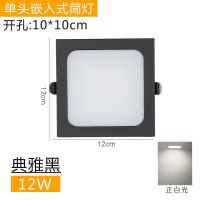 LED格栅灯15*15方形筒灯超薄筒灯双头格栅灯 白光 豪华黑壳12W开孔10*10质保6年