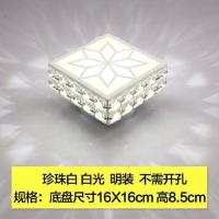 客厅过道灯走廊灯水晶灯 入户灯阳台灯筒灯射灯led天花灯玄关灯具 珍珠白16*16cm【明装】LED5W白光