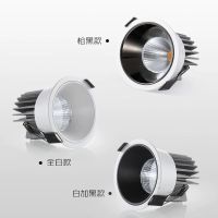 防眩光COB窄边射灯嵌入式家用筒灯led75孔客厅洗墙无主灯设计 5w开孔55mm枪黑款 暖光3000k(普瑞芯片)