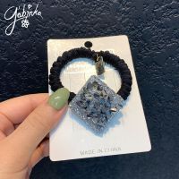 韩版矿水晶气质发圈四叶草头绳皮套发饰 方块款1个装[矿银]