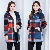 罩衣成人女秋冬季韩版拉链外套羽绒服护衣长袖厨房围裙时尚工作服 1号格子 M(适合80斤-95斤内)