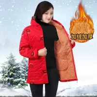 冬季成人女棉袄罩衣韩版时尚加绒加厚显瘦羽绒服罩衣保暖防脏围裙 红色爱心(保暖棉袄 加绒加厚) M(适合80-105斤以内