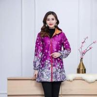 加厚带袖全棉布韩式罩衣成人女冬天加绒防水男士家里外套长袖 暗紫玫瑰(防水加绒)80-110斤